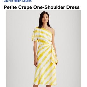 Lauren by Ralph Lauren yellow tye die one shoulder dress
